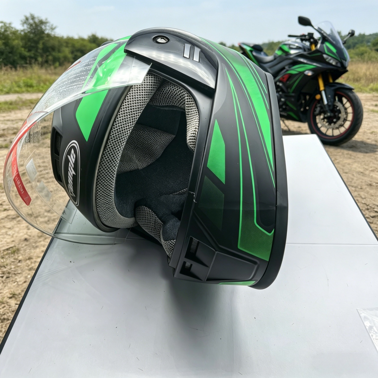 Scooter Helmet Set - Męski kask motocyklowy integralny z podwójnym