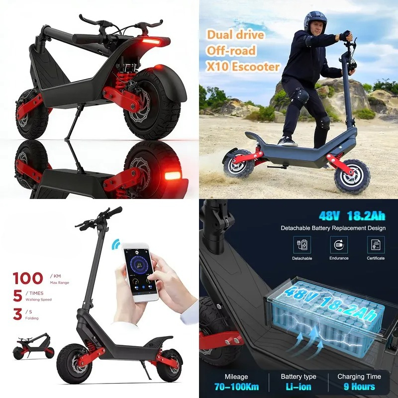 Electric Scooter Adults - Mocna hulajnoga elektryczna X10 z dwoma