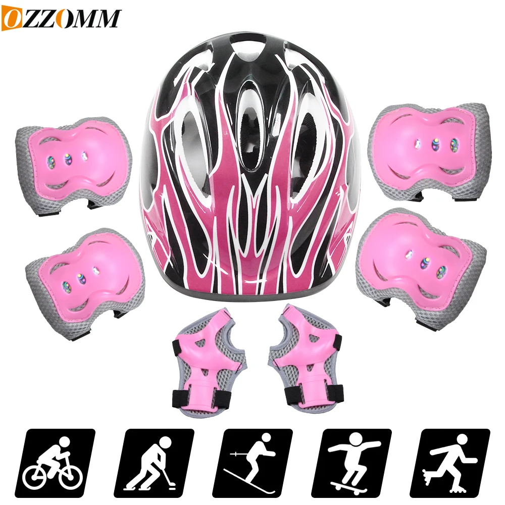 Scooter Helmet Set - 7-częściowy zestaw kasków rowerowych dla dzieci,